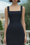 Black and White Mermaid Square Neck Long Formal Dress with Ruffles