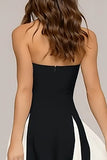 Black and White Strapless A-Line Maxi Dress