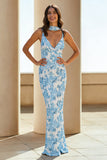 Black White Polka Dot Sheath Spaghetti Straps Wedding Guest Dress