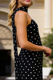 Strapless Sheath Black White Polka Dot Wedding Guest Dress With Streamer