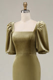 Navy Velvet Mermaid Square Neck Maxi Holiday Party Dress