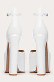 Black Platform Hunky Heel Sandals With Ankle Strap