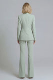 Shawl Lapel Green 2 Piece Classic Women Suits