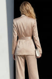 Champagne Peaked Lapel 2 Piece Women Suits with Sash