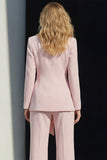Pink Slim Fit Peaked Lapel 2 Piece Women Suits