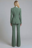 Shawl Lapel 2 Piece Grey Green Slim Fit Women Suits