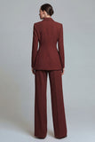 Peaked Lapel 2 Piece Burnt Orange Slim Fit Women Suits