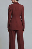 Peaked Lapel 2 Piece Burnt Orange Slim Fit Women Suits
