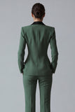 Dark Green Peaked Lapel 2 Piece Classic Women Suits