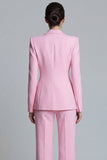 Pink Peaked Lapel 2 Piece Slim Fit Women Suits