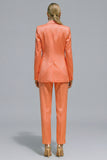 Orange 2 Piece Notched Lapel Single Buckle Women Suits
