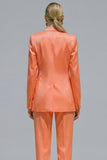 Orange 2 Piece Notched Lapel Single Buckle Women Suits