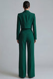 2 Piece Dark Green Peaked Lapel Women Suits