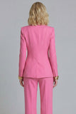 2 Piece Fuchsia Peaked Lapel Slim Fit Women Suits