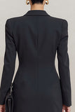 Black Peaked Lapel Bodycon Short Work Dress