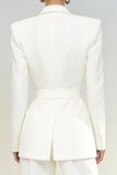 2 Piece Peaked Lapel Ivory Women Suits With Pockets