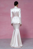 Peaked Lapel 2 Piece Mermaid Ivory Women Suits