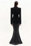 Black Notched Lapel Mermaid Single Breasted Women Suits