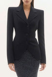 Black Notched Lapel Mermaid Single Breasted Women Suits