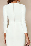 Black Bodycon 3/4 Sleeve Midi Work Dress