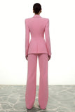 Pink Peaked Lapel 2 Piece Slim Fit Women Suits