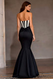 Black and White Strapless Mermaid Corset Prom Dress