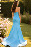 Mermaid Strapless Champagne Maxi Prom Dress