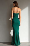 Dark Green Strapless Ruffled Mermaid Formal Dress