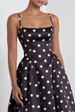 White Black Polka Dot A Line Maxi Formal Dress