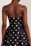 White Black Polka Dot A Line Maxi Formal Dress