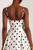 White Black Polka Dot A Line Maxi Formal Dress