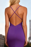 Mermaid Purple Satin Cut Out Maxi Dress