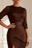 Mermaid Chocolate Round Neck Maxi Mother of the Bride Dress