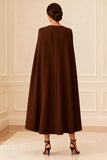 Chocolate A Line Midi Mother of the Bride Dress with Shawl
