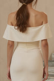 Off the Shoulder Mermaid Ruffled Midi White Dress