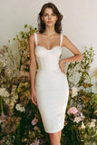 Spaghetti Straps Corset Bodycon Mini White Dress