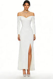 Off the Shoulder Maxi White Dress with Slit