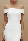 Off the Shoulder Mermaid White Midi Engagement Dress