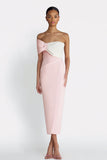 Ivory One Shoulder Bodycon Midi Engagement Dress