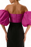 Simple Black and Fuchsia Maxi Formal Dress
