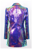 Sparkly Purple Notched Lapel Prom Blazer