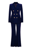 Dark Red 2 Piece Peak Lapel Velvet Women Suits