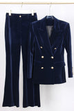 Dark Red 2 Piece Peak Lapel Velvet Women Suits