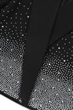 Peak Lapel Black Beaded Women Prom Cropped Blazer