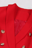 Red Double Breasted Shawl Lapel Prom Blazer