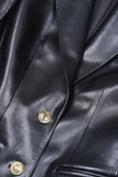 Black Peak Lapel Women Leather Jacket