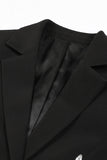 Black Notched Lapel Beaded Prom Blazer With Sequins