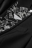 Peak Lapel Black One Button Prom Blazer With Mirrors