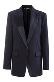 Black Peak Lapel One Button Women Business Blazer
