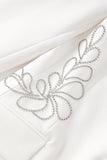 White Peak Lapel One Button Beaded Women Blazer